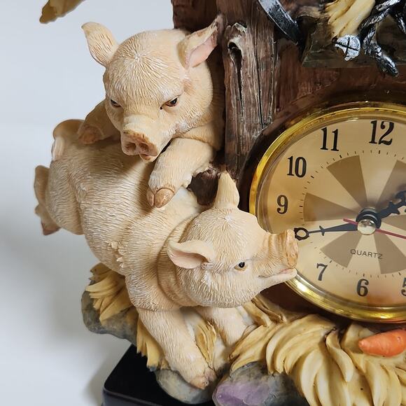 American Farm Collection Pig Quartz Clock Carotts Corn Country Prairie Mantel - Picture 7 of 10